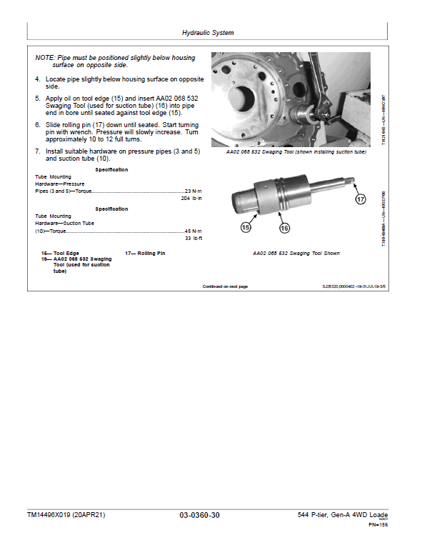 John Deere 544 P-Tier, Gen-A 4WD Loader Repair Technical Manual (S.N L_10283 – ) Workshop Guide