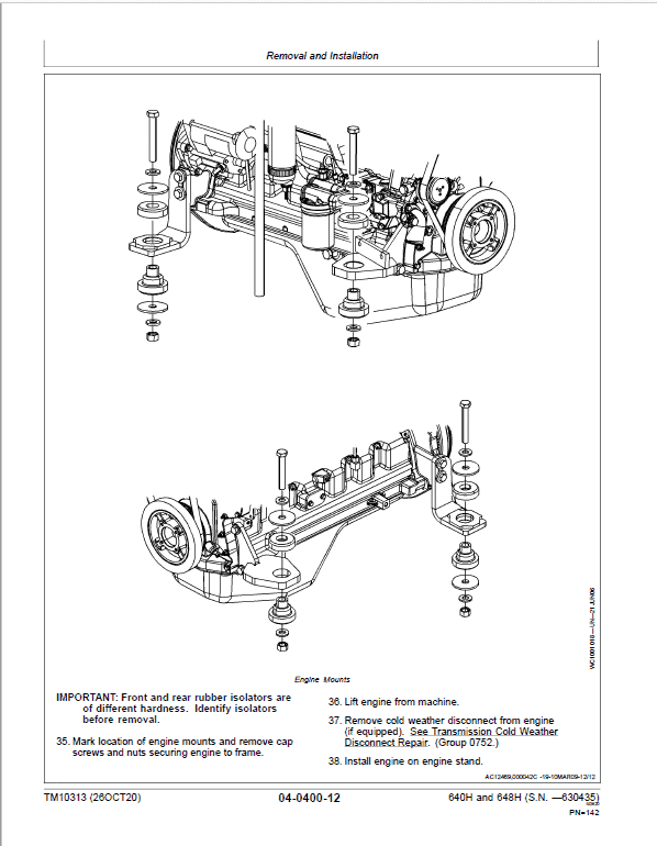 John Deere 640H, 648H Skidder Repair Technical Manual (S.N before – 630435) Workshop Guide