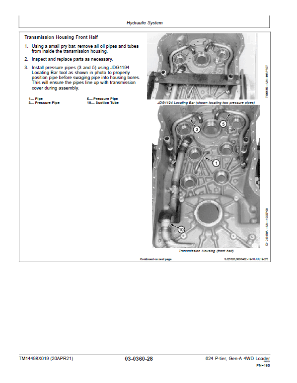 John Deere 624 P-Tier, Gen-A 4WD Loader Repair Technical Manual (S.N L_10283 – ) Workshop Guide