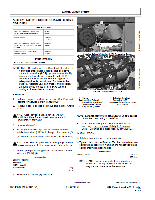 John Deere 644 P-Tier, Gen-A 4WD Loader Repair Technical Manual (S.N L_10283 – ) Workshop Guide