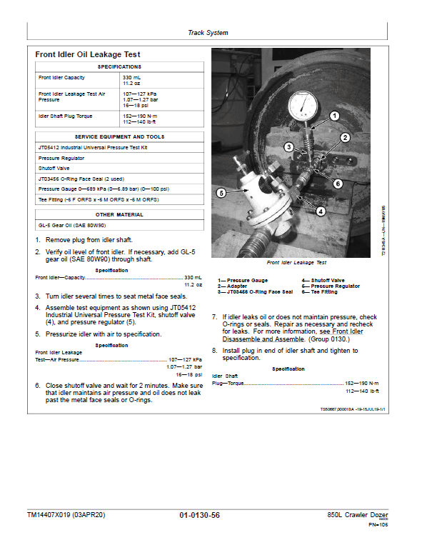 John Deere 850L Crawler Dozer Repair Technical Manual (S.N after CXXXXXX – ) Workshop Guide