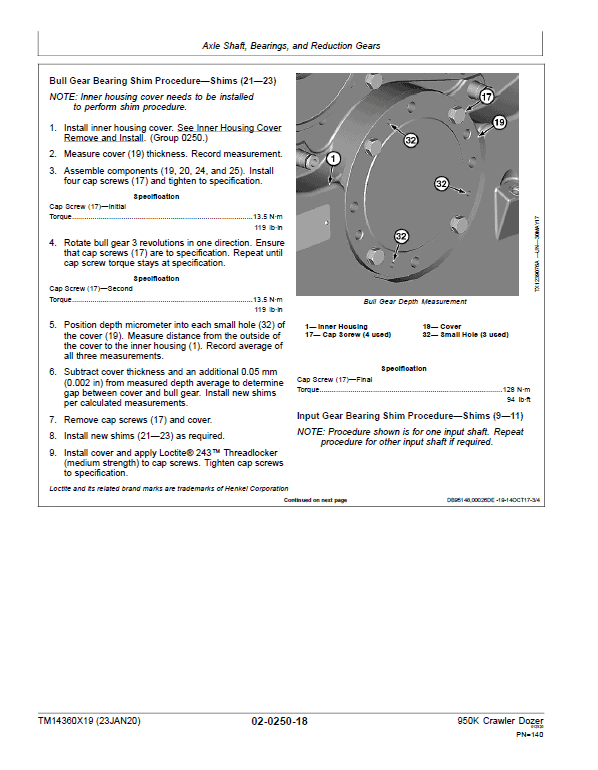 John Deere 950K Crawler Dozer Repair Technical Manual (S.N after C334109 – ) Workshop Guide
