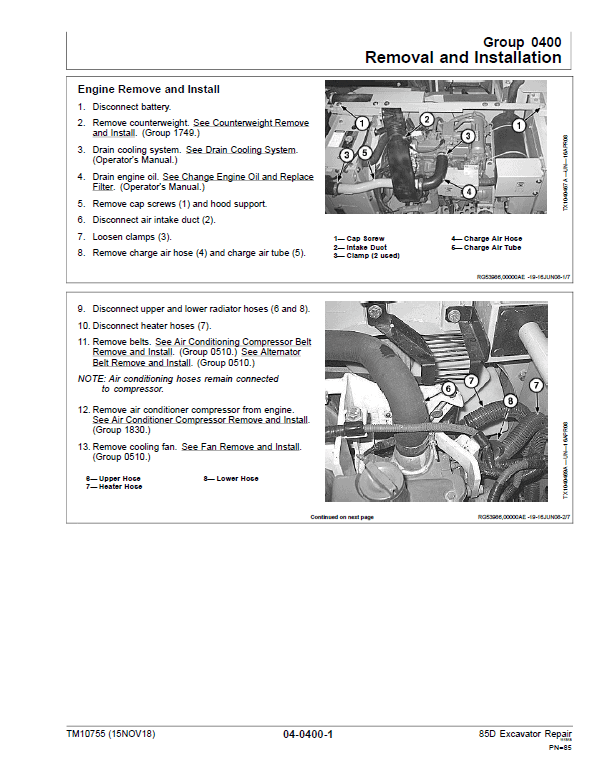 John Deere 85D Excavator Repair Technical Manual Workshop Guide