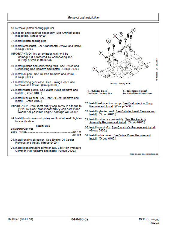 John Deere 135D Excavator Repair Technical Manual Workshop Guide