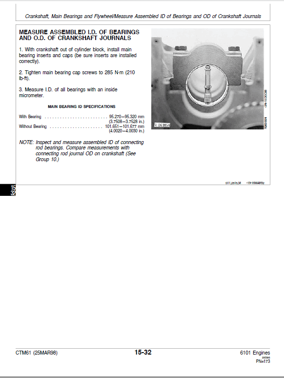 John Deere 6101 Diesel Engine (S.N after 500000 – ) Technical Manual (CTM61) Workshop Guide