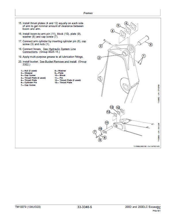 John Deere 200D, 200DLC Excavator Repair Technical Manual Workshop Guide