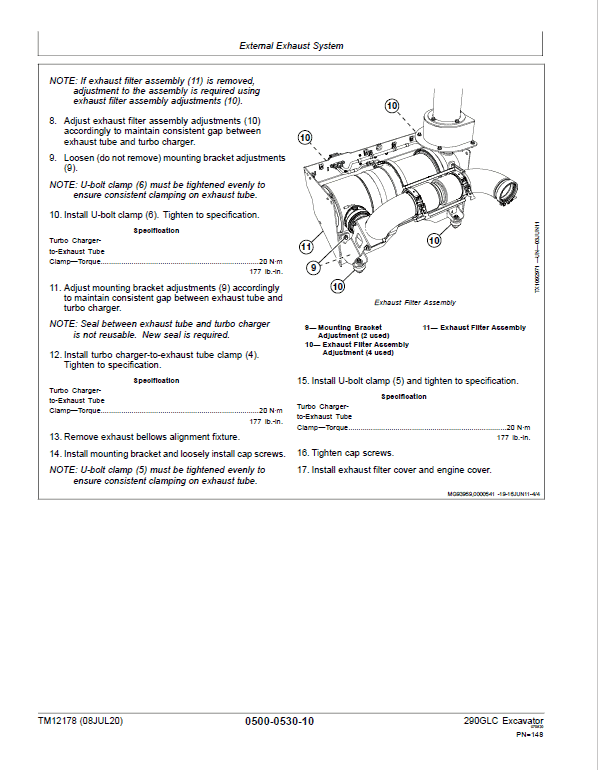 John Deere 290GLC Excavator Technical Manual (S.N after C705001, D705001, E705001) Workshop Guide