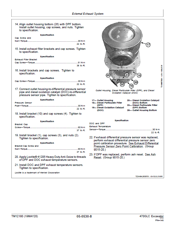 John Deere 470GLC Excavator Repair Technical Manual (S.N after E470001 -) Workshop Guide