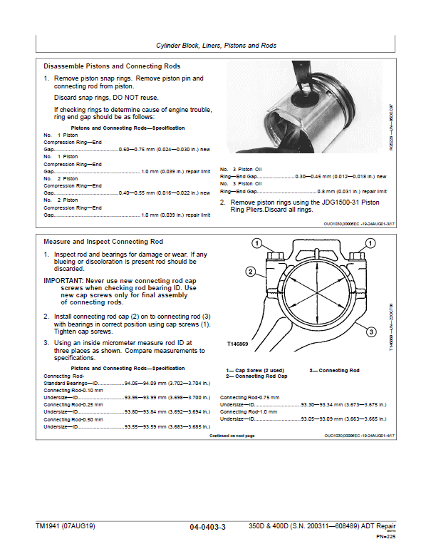 John Deere 350D, 400D Dump Truck Technical Manual (DW & BELL – S.N. 200311—201811) Workshop Guide