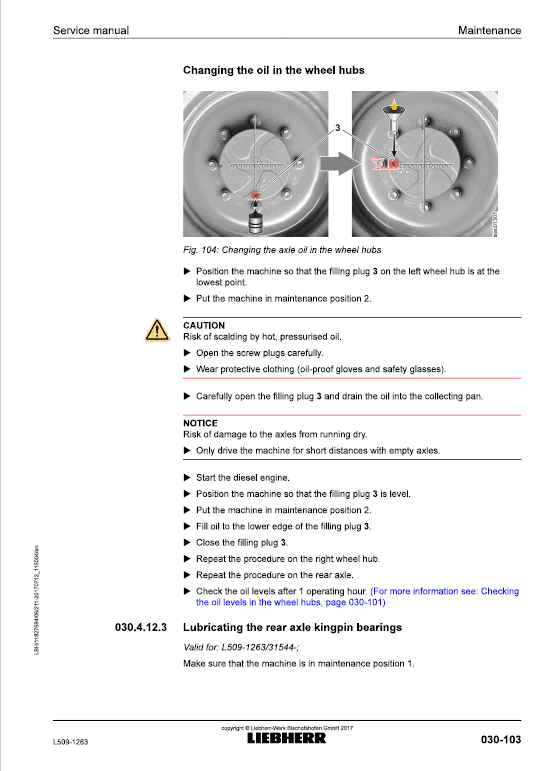 Liebherr L509 Type 1263 Wheel Loader Service Manual