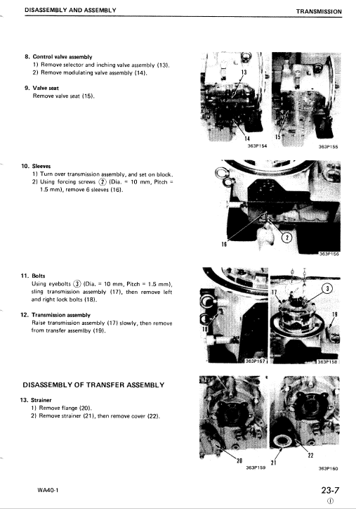 Komatsu WA40-1 Wheel Loader Service Manual Workshop Guide