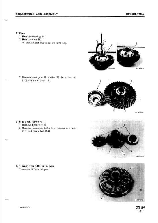 Komatsu WA400-1 Wheel Loader Service Manual Workshop Guide
