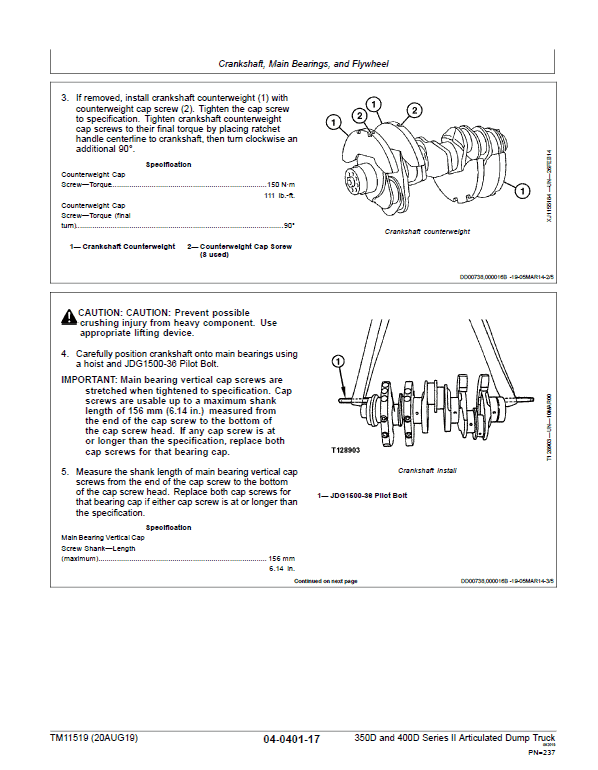 John Deere 350D, 400D Series 2 Dump Truck Technical Manual ( S.N. 626763—642001) Workshop Guide