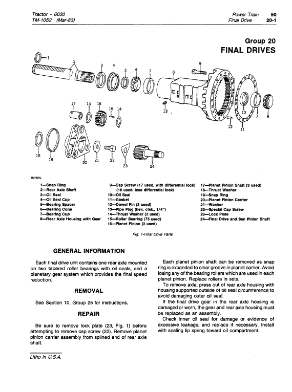 John Deere 6030 Tractor Repair Technical Manual (TM1052) Workshop Guide