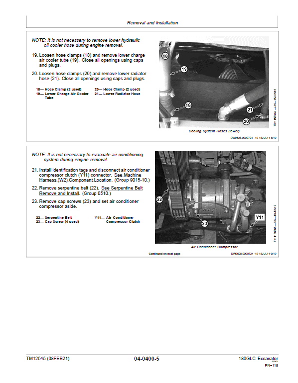 John Deere 180GLC Excavator Repair Technical Manual (PIN: 1FF180GX_ _D020001- ) Workshop Guide