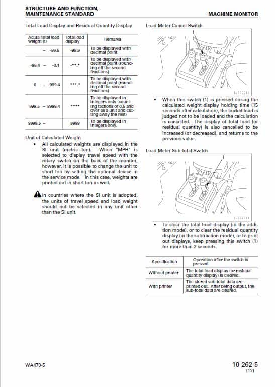 Komatsu WA470-5, WA480-5, WA470-5H, WA480-5H Wheel Loader Service Manual Workshop Guide