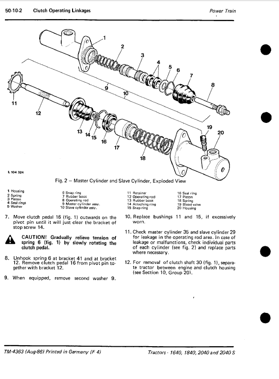 John Deere 1640, 1840, 2040, 2040S Tractors Technical Manual Workshop Guide