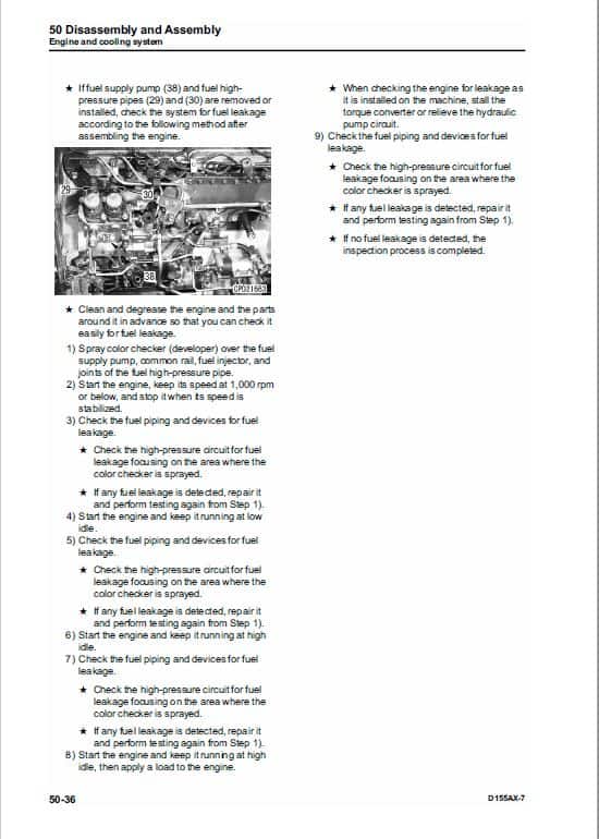 Komatsu D155AX-7 Dozer Service Manual Workshop Guide