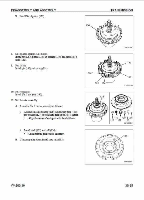 Komatsu WA500-3, WA500-3H Wheel Loader Service Manual Workshop Guide