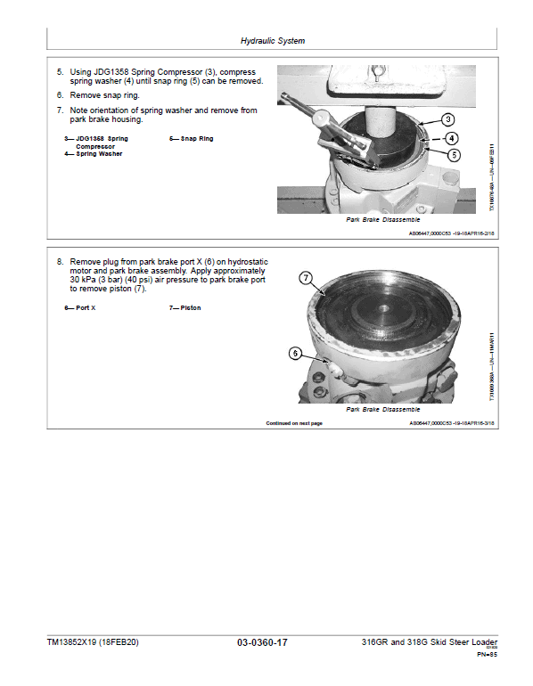 John Deere 316GR, 318G SkidSteer Loader Manual (Manual Controls – SN after J288093 -) Workshop Guide