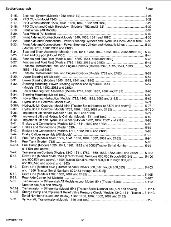 Cub Cadet 1860, 1862 and 1882 Service Manual Workshop Guide