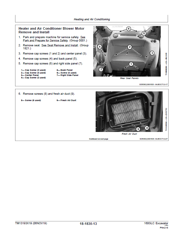 John Deere 160GLC Excavator Repair Technical Manual (PIN: 1F9160GX_ _D055001- ) Workshop Guide