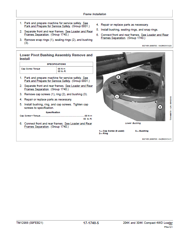 John Deere 204K, 304K Compact 4WD Loader Technical Manual ( S.N after B030847 -) Workshop Guide