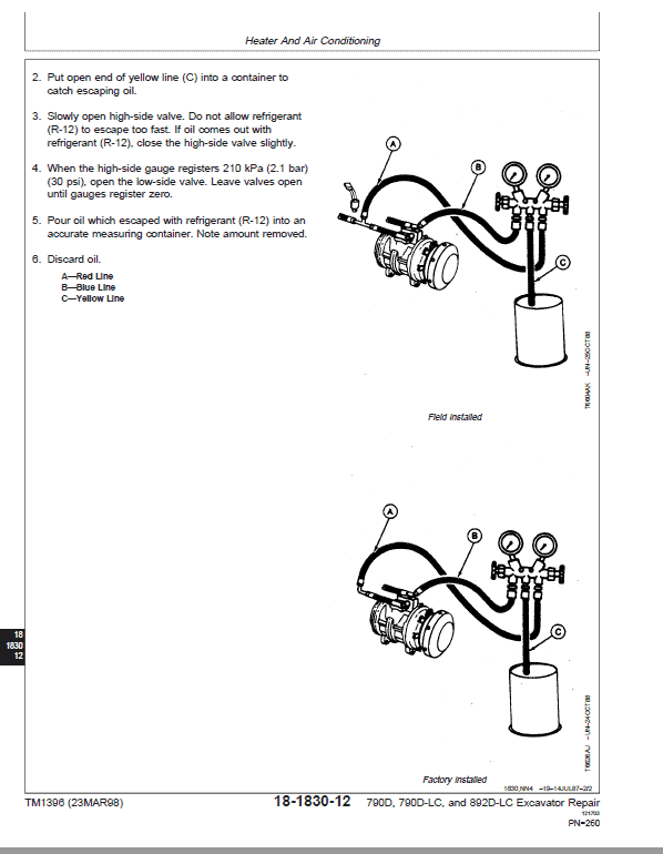 John Deere 790D, 790D-LC, 892D-LC Excavator Repair Technical Manual Workshop Guide