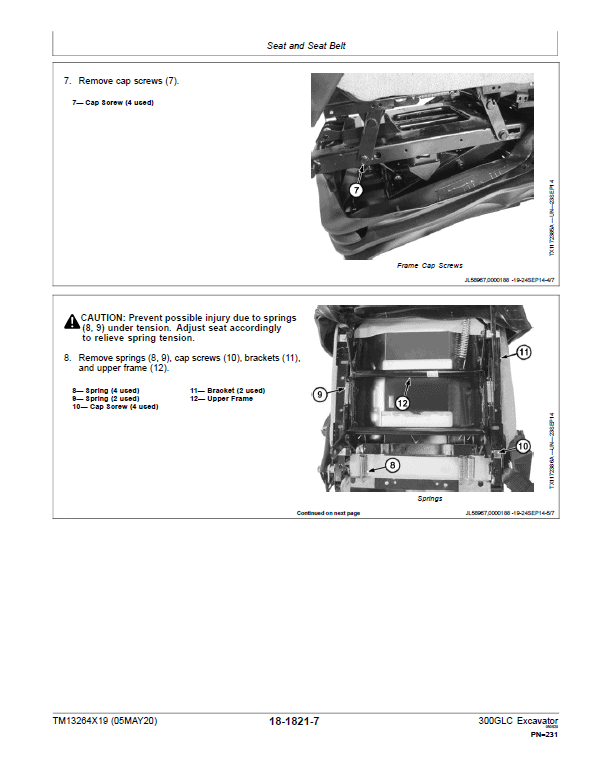 John Deere 300GLC Excavator Repair Technical Manual (S.N after F710002 – ) Workshop Guide