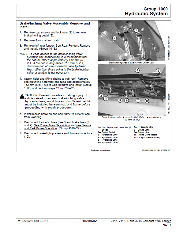 John Deere 244K, 244K-II, 324K Compact 4WD Loader Technical Manual ( S.N B034182 – ) Workshop Guide