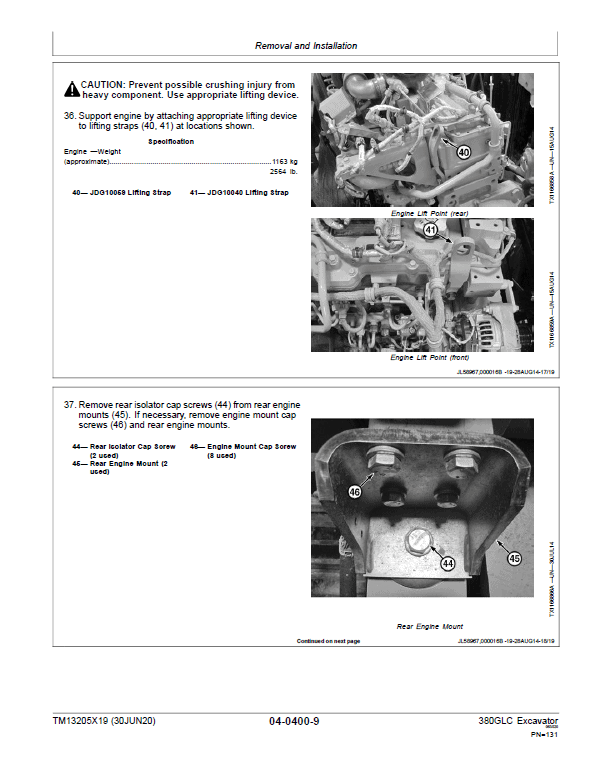 John Deere 380GLC Excavator Repair Technical Manual (S.N after F900006 – ) Workshop Guide