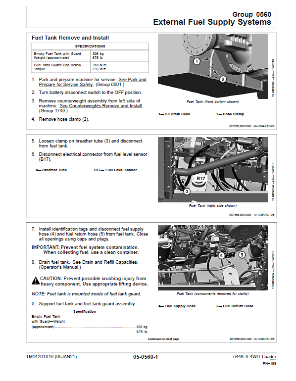 John Deere 544K-II 4WD Loader Repair Technical Manual (S.N after D001001 – ) Workshop Guide