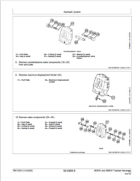John Deere 903KH, 909KH Tracked Harvester Repair Technical Manual Workshop Guide