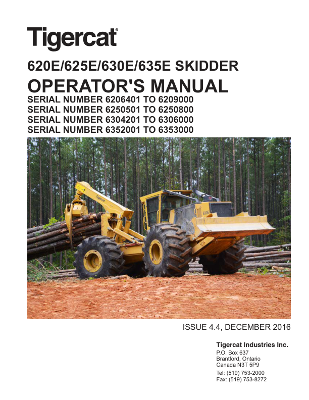 Tigercat 620E, 625E, 630E, 635E Skidder Repair Service Manual