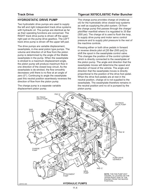 Tigercat X870C, LX870C Feller Buncher Repair Service Manual
