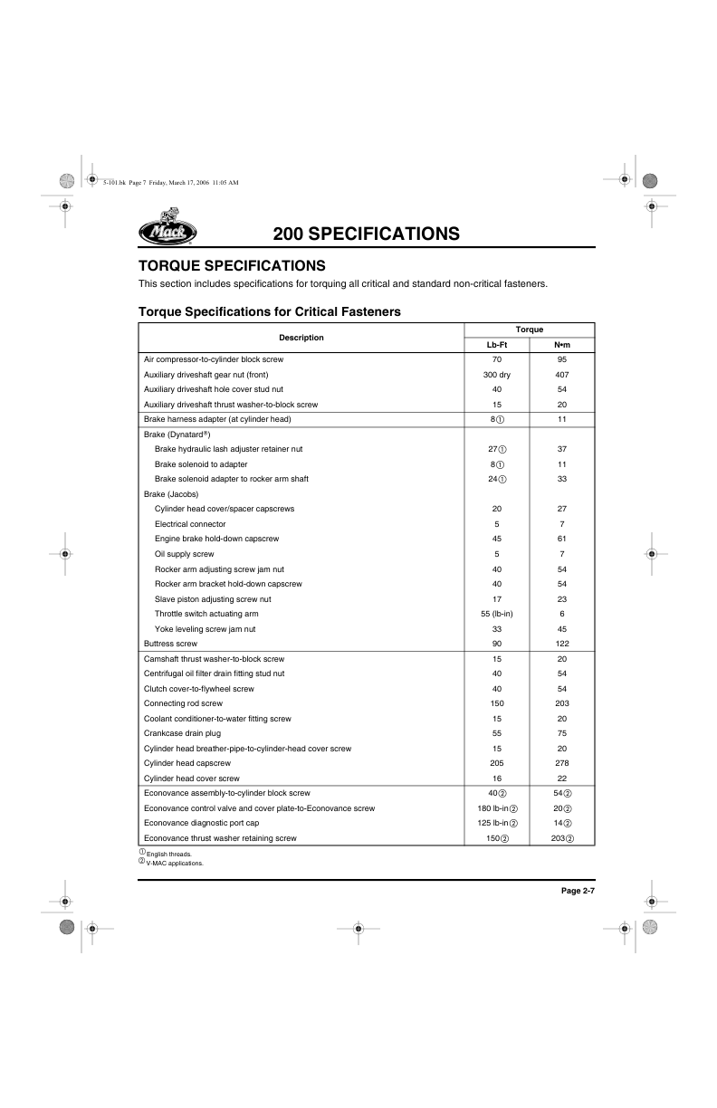 Mack E7 Engine Service Manual Workshop Guide