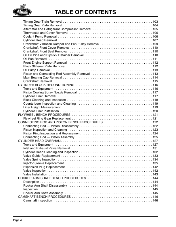 Mack MP8 Euro 3 Diesel Engine Service Manual Workshop Guide