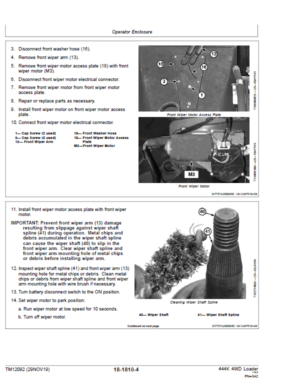 John Deere 444K 4WD Loader Engine 4045HDW54 T3 Technical Manual (SN. 642101 – 670307) Workshop Guide