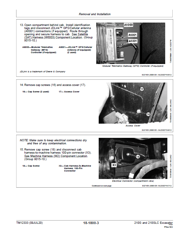John Deere 210G, 210GLC Excavator Repair Technical Manual (S.N after E520001 -) Workshop Guide