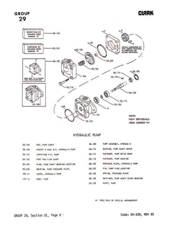 Clark C500-Y60, C500-Y70, C500-Y80, C500-Y90 Forklift Overhaul Manual Workshop Guide