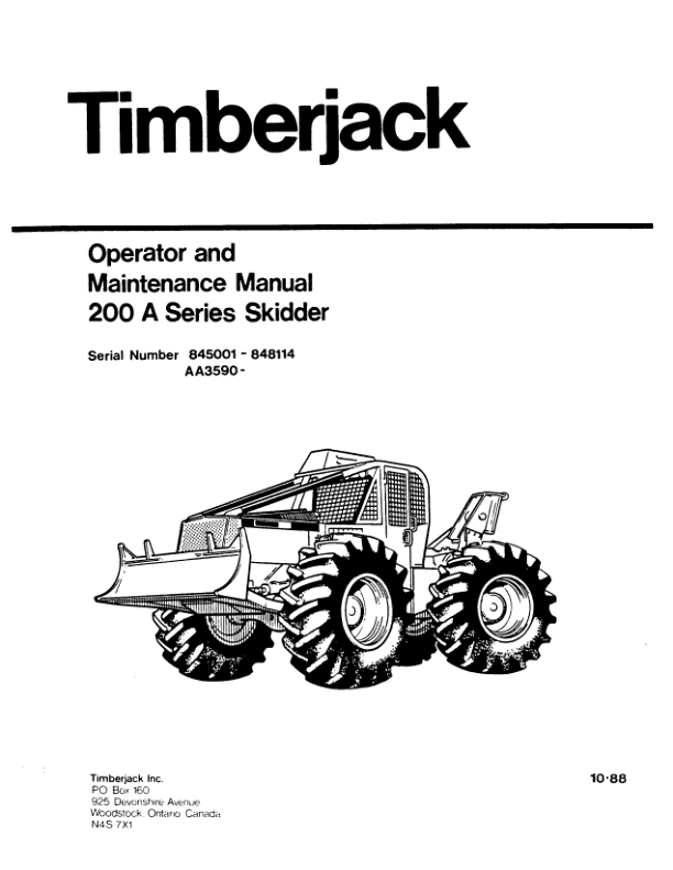 John Deere 200A, 225A, 230A, 240A Skidders Operator’s Manuals (8044200) Workshop Guide