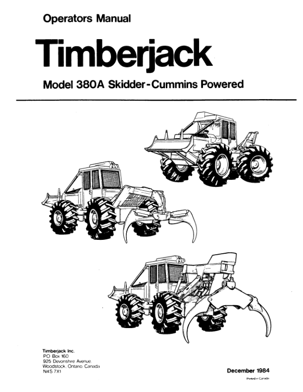 John Deere 380A Skidders Operator’s Manuals (8044512) Workshop Guide