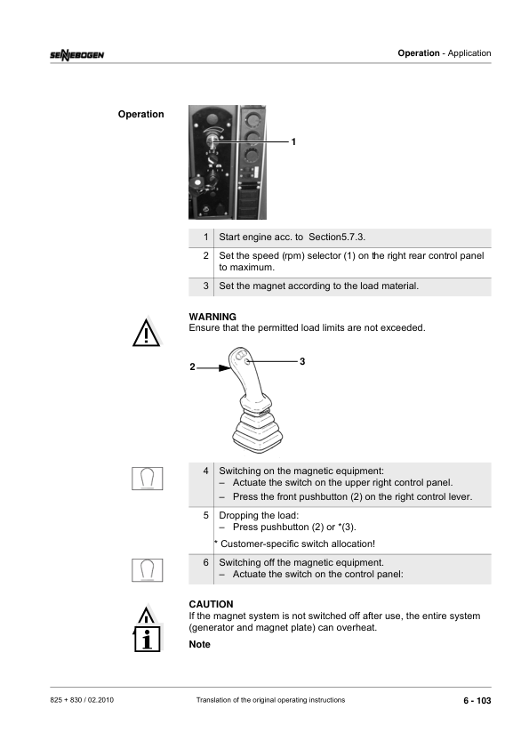 Sennebogen 825.0.1408 Operators, Maintenance and Parts Manual Workshop Guide