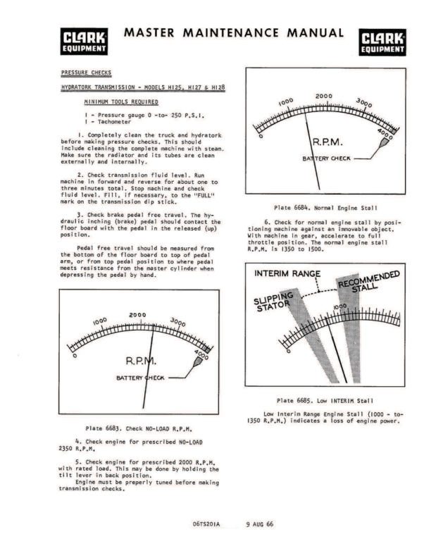 Clark C500-Y20, C500-Y25, C500-YS30 Forklift Overhaul Manual Workshop Guide