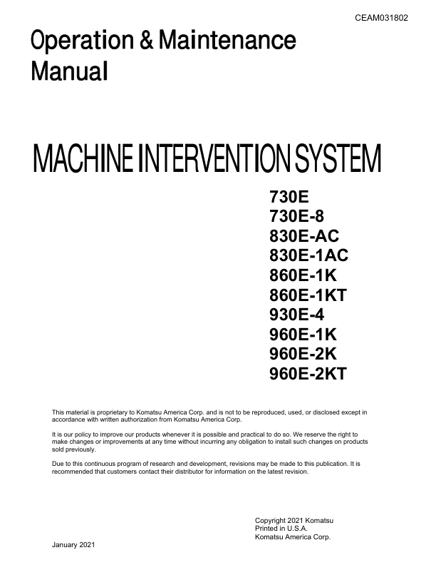 Komatsu 860E-1K Dump Truck Service Repair Manual Workshop Guide