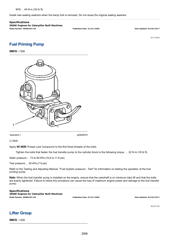 Caterpillar CAT 3056E Engine Machine Service Repair Manual (CPT00001 and up)