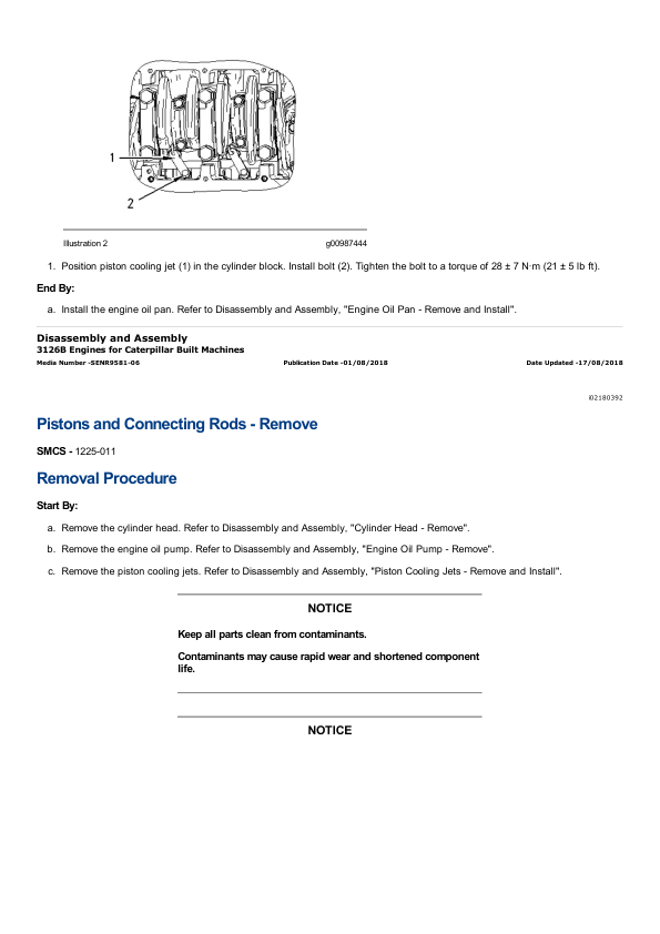 Caterpillar CAT 3126B Engine Machine Service Repair Manual (5GG00001 and up)