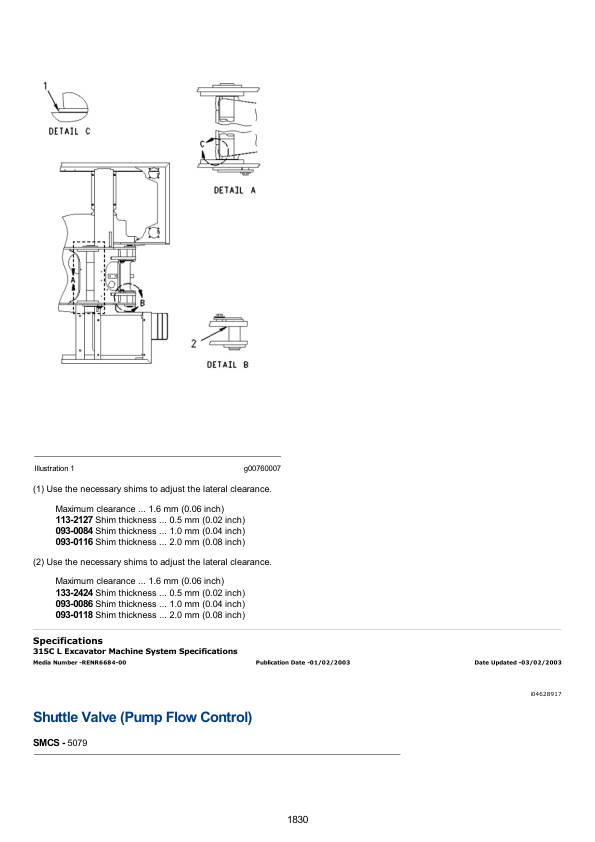 Caterpillar CAT 315C, 315C L Excavator Service Repair Manual (ANF00001 and up)
