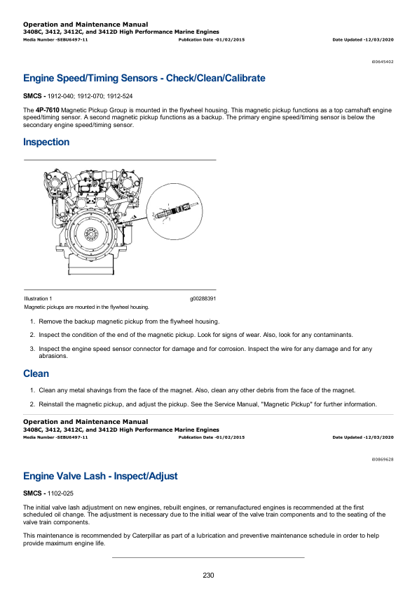 Caterpillar CAT 3412D Marine Engine Service Repair Manual (REA00001 and up) Workshop Guide