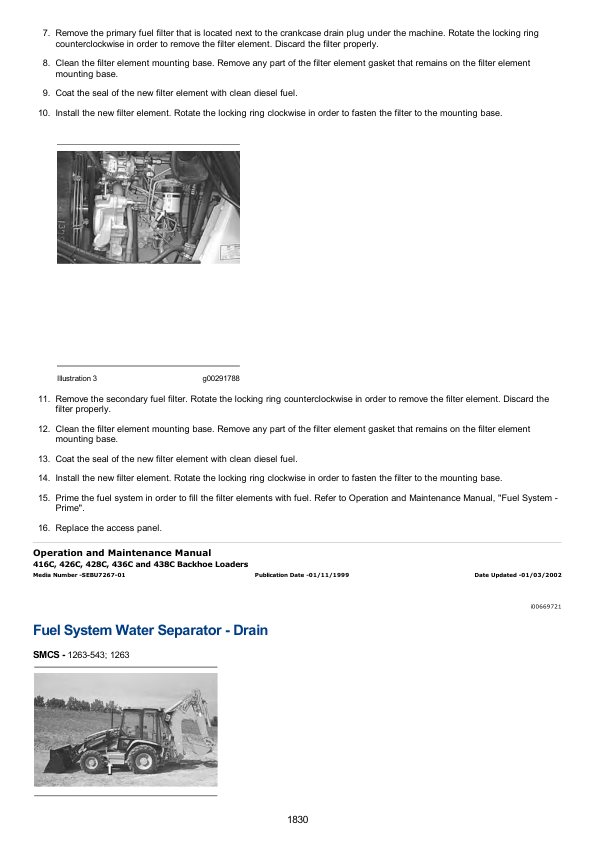 Caterpillar CAT 438C Backhoe Loader Service Repair Manual (9KN01200 till 01418)
